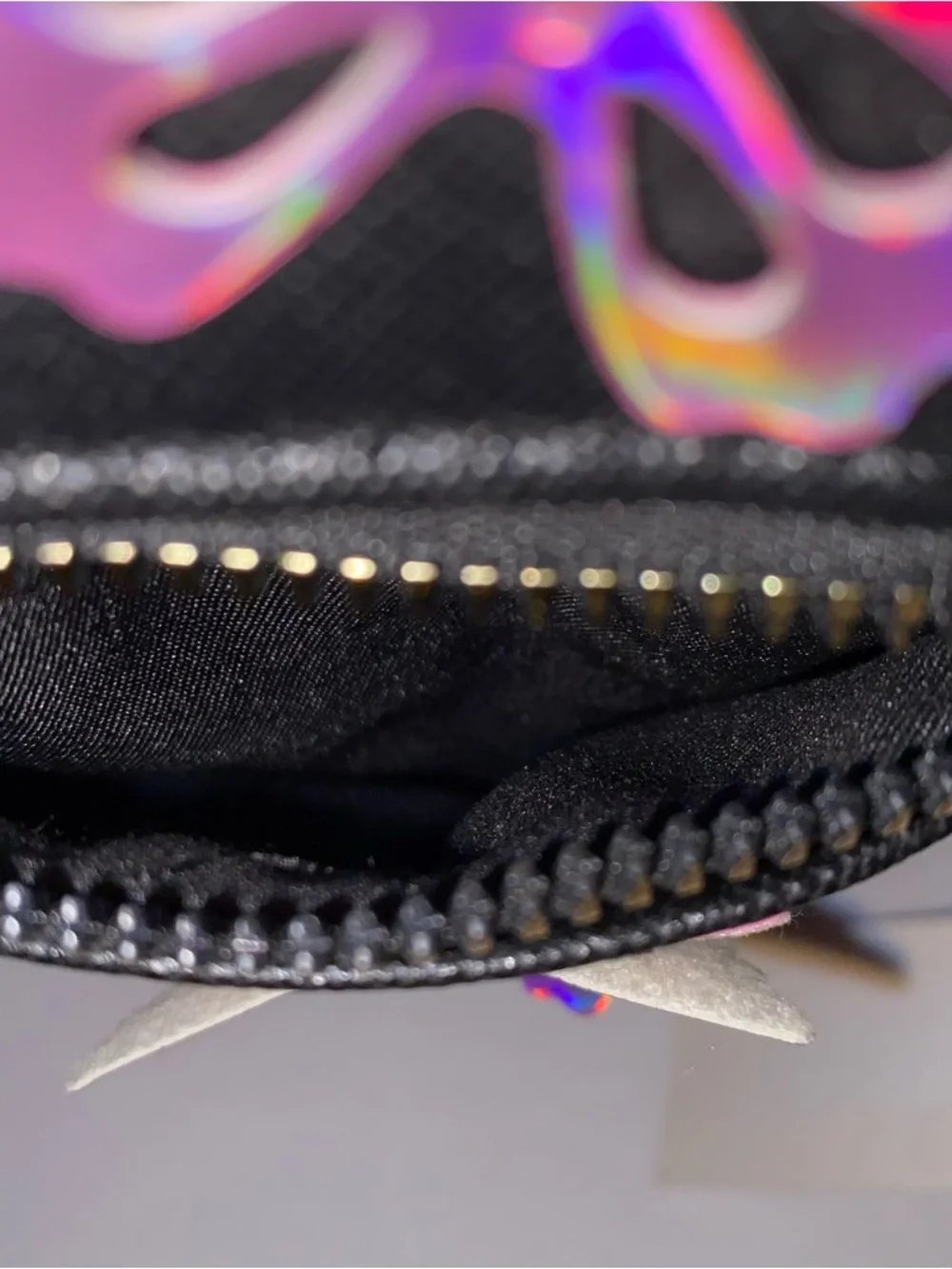 Black Mini Crossbody Bag with Holographic Butterfly Accents